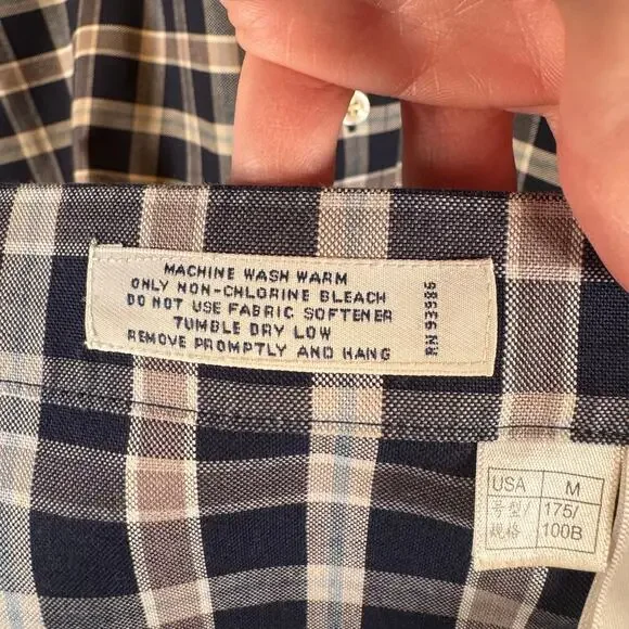 Brooks Brothers Men’s M Button Down Shirt Non Iron Cotton Blue Embroidered 1818 - Picture 8 of 10